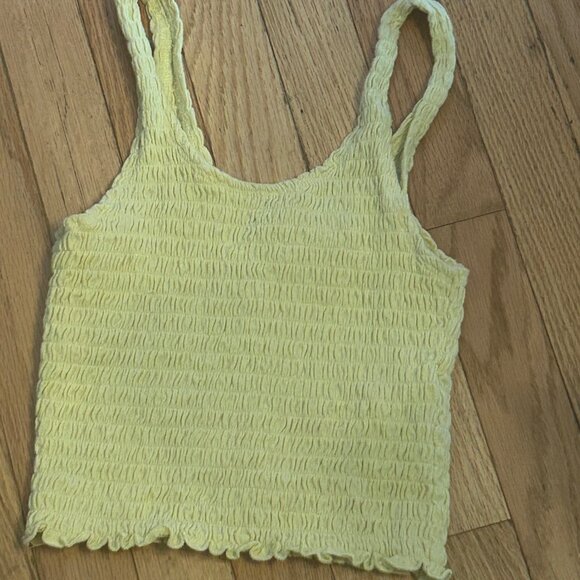 Hollister Womens Ruched Yellow‎ Cropped Tank Stretchy Size XS - Picture 1 of 1